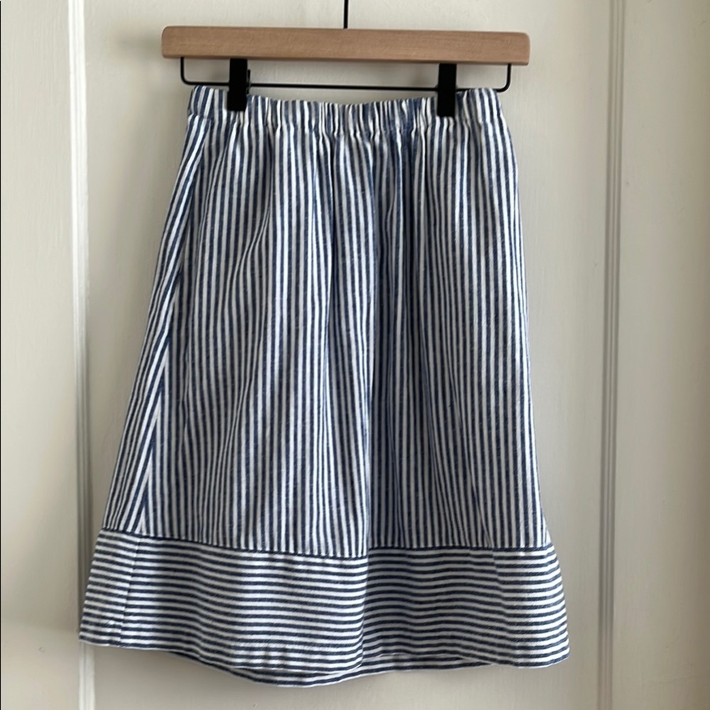 J. Crew XXS Nautical Blue & White Striped Linen Blend Skirt with Pockets - Picture 2 of 11